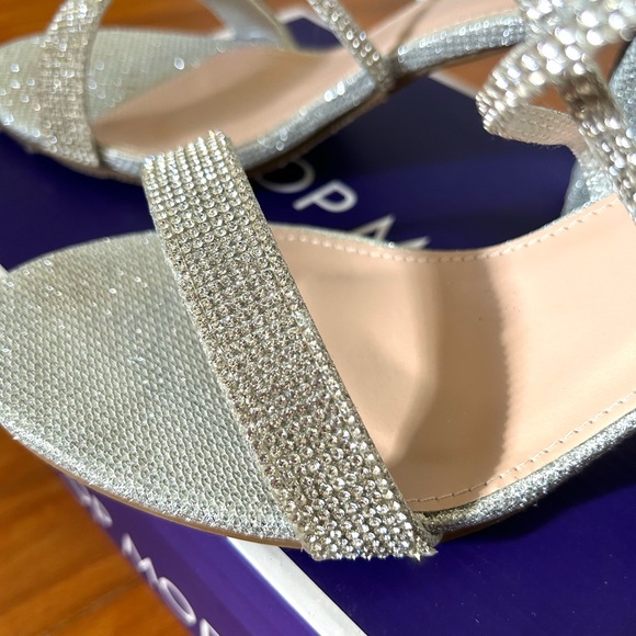 TOP Moda Silver Rhinestone Heels | Size 10 | 3.2” - Picture 6 of 10